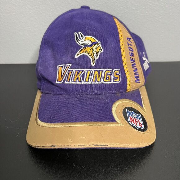 Minnesota Vikings NFL Cap Hat VINTAGE 90s Puma Purple Pro Line Canvas Adjustable - Picture 2 of 9